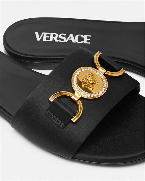 versace women's medusa thong sandals|medusa '95 satin flat sandals.